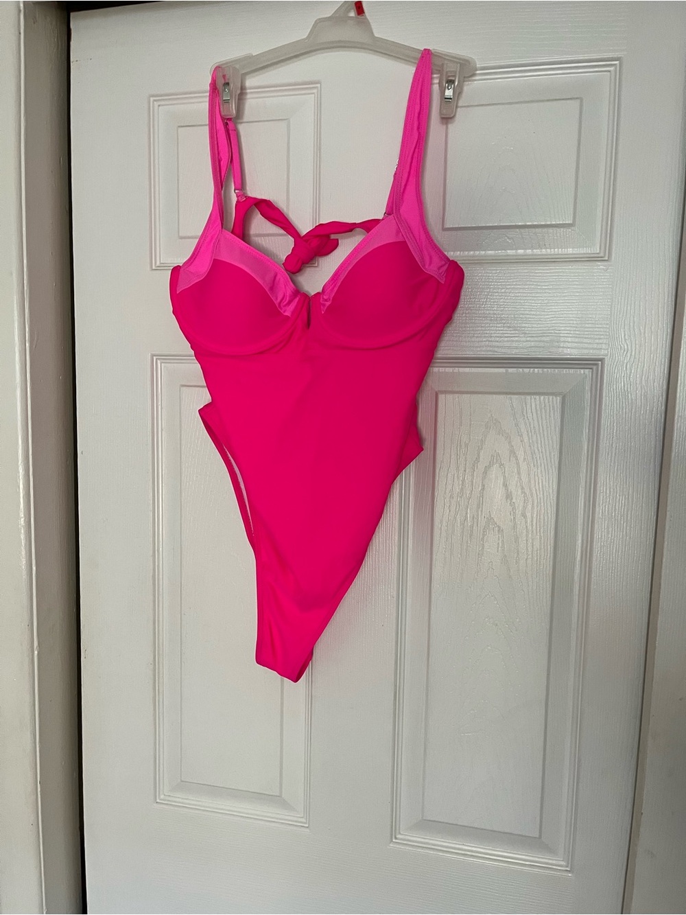 Neon Pink One-Piece Swimsuit with Supportive Cups